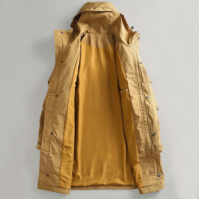 Retro Mid-Length Kapuzen Freizeit Windbreaker Jacke