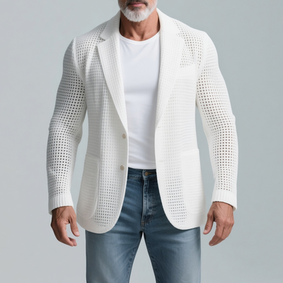 Herren Solid Knit Notch Lapel Zwei Knöpfe Freizeit Blazer
