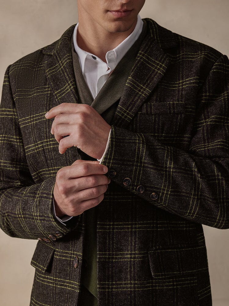 Vintage Karo Wollmischung Blazer Jacke