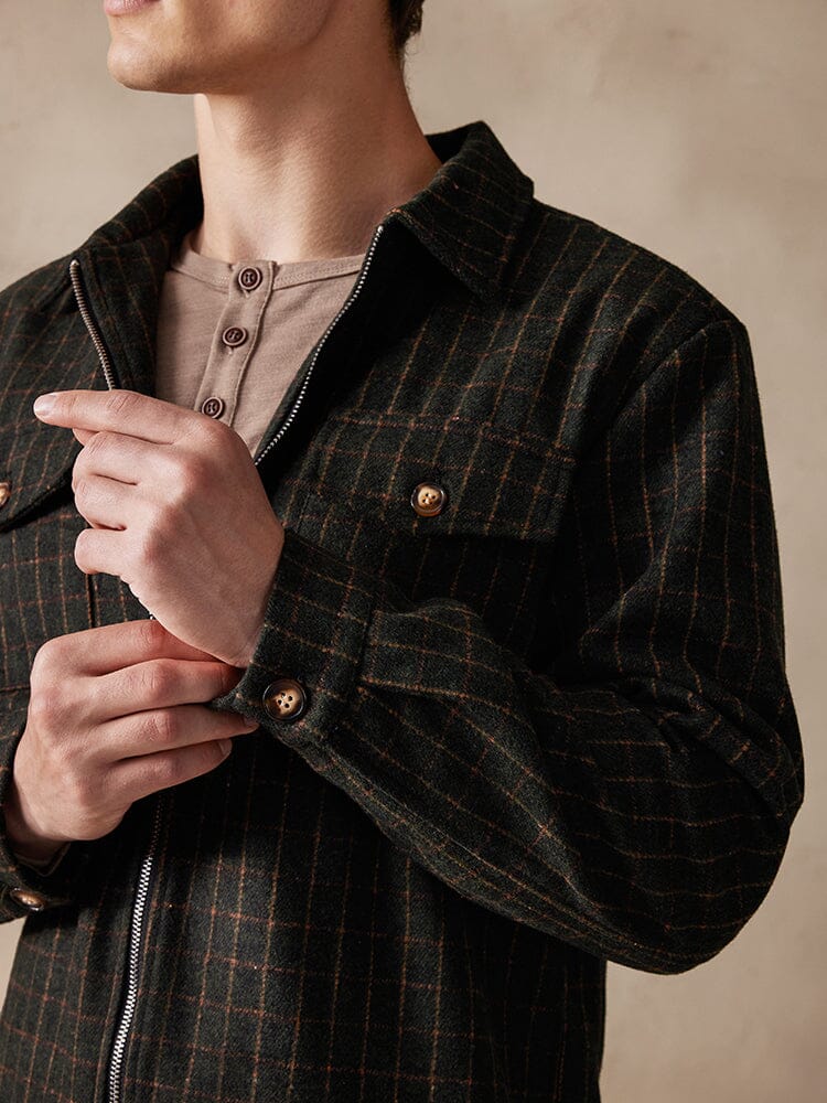 Kariertes Wollmisch-Jacke