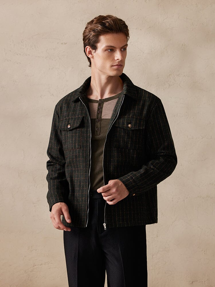 Kariertes Wollmisch-Jacke