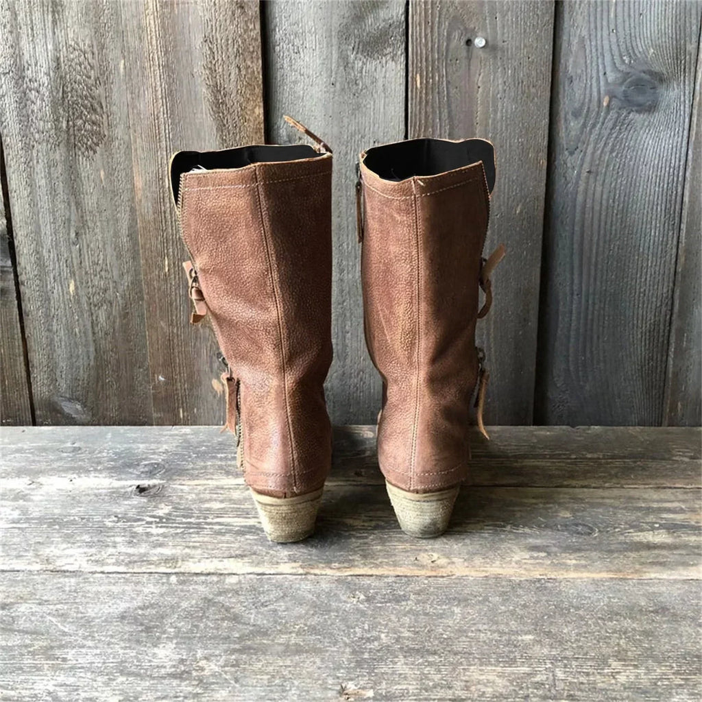 Lourdes | Damen Winter Cowgirl Stiefel mit Warmfutter und Absatz