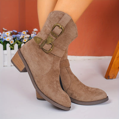 Solène | Damen Winter Cowgirl Stiefel mit warmer Fütterung und Absatz