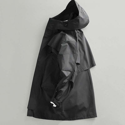 Retro Mid-Length Kapuzen Freizeit Windbreaker Jacke