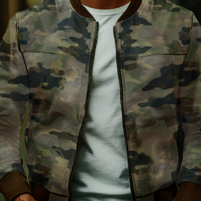 Herren Freizeit Camouflage Baseball Lederjacke