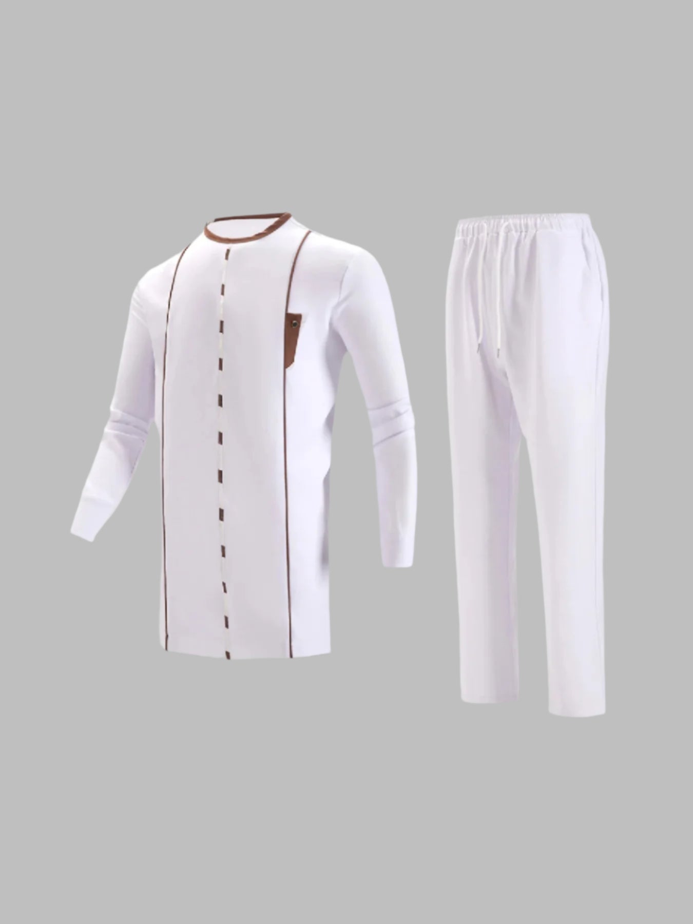 Plus-Size Neues Weißes Besticktes Herren-Set