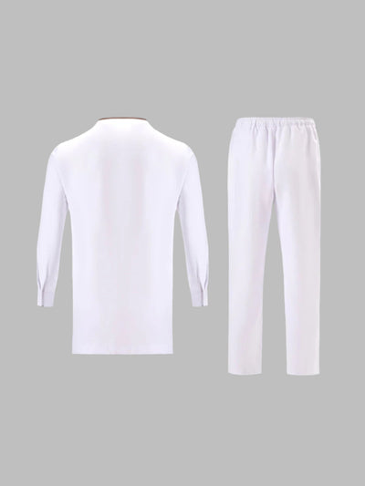 Plus-Size Neues Weißes Besticktes Herren-Set