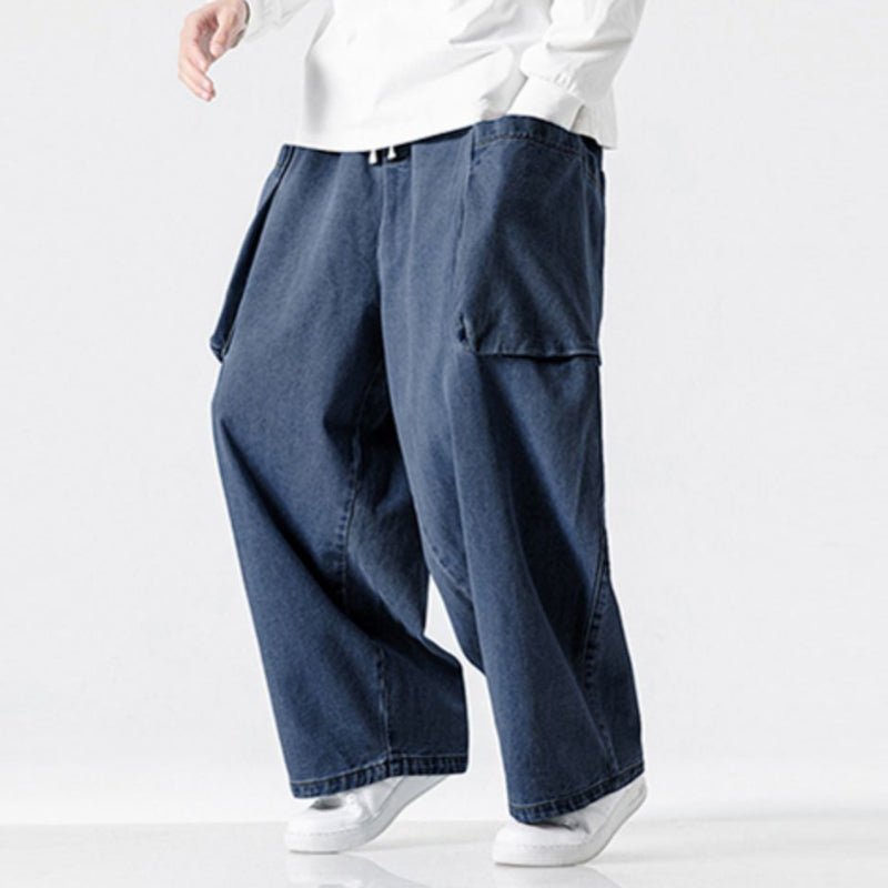 Japanische Retro Weite Jeans mit großen Taschen