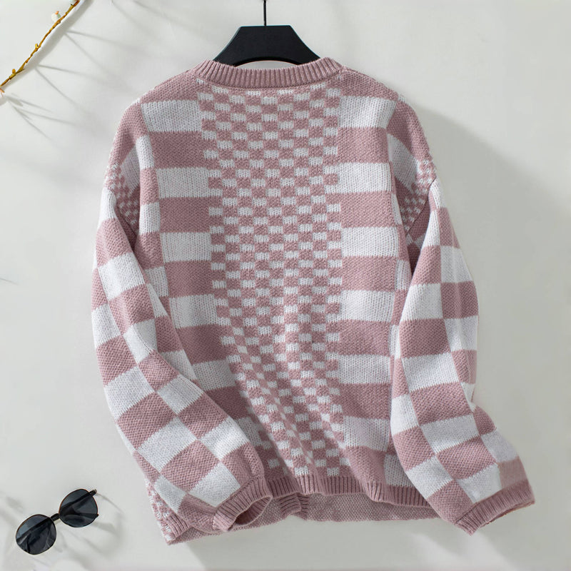 Lässiger Karierter Strickcardigan