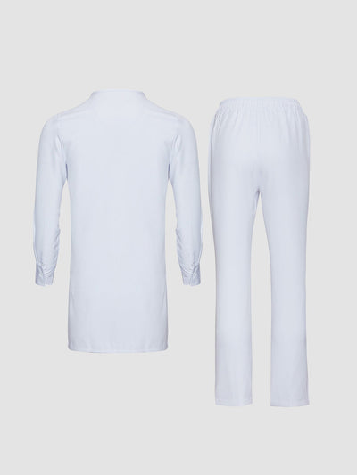 Plus Size Herren Split Shirt Weiß Bedrucktes Set