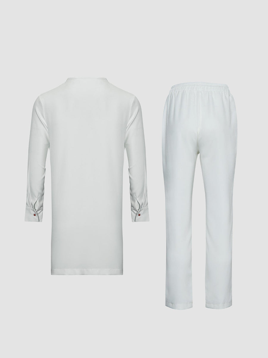 Plus Size Leder mit Taschen Herren Set in Weiß