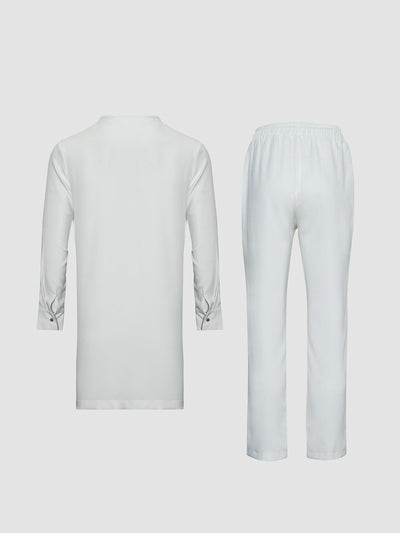Plus Size Leder mit Taschen Herren Set in Weiß