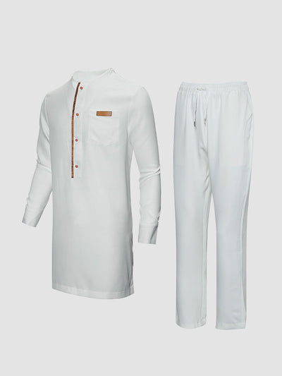 Plus Size Leder mit Taschen Herren Set in Weiß