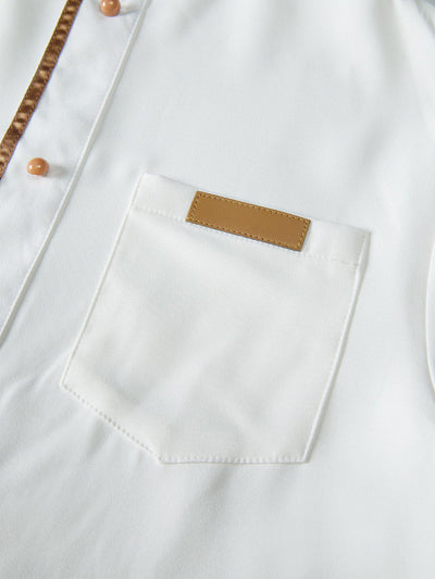 Plus Size Leder mit Taschen Herren Set in Weiß