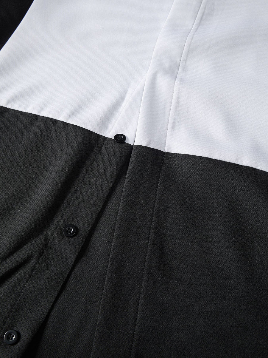 Plus Size Afrikanisches Schwarzes Colorblock Langarm Herren Set