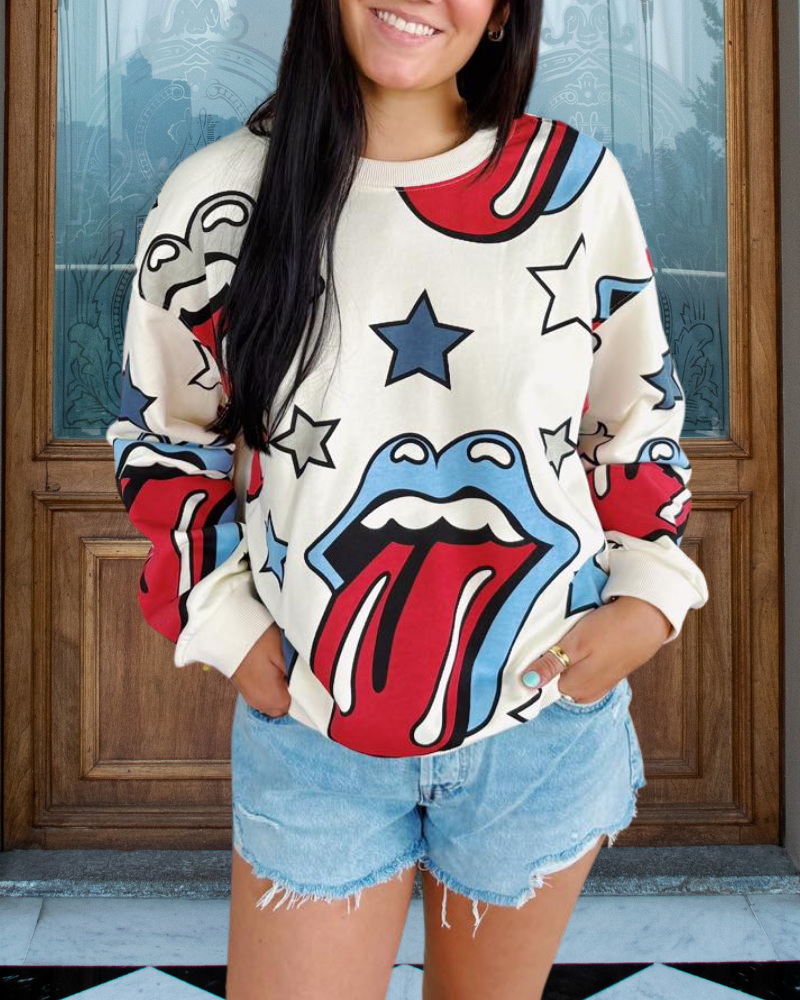 Chic Star Zunge Grafik Sweatshirt