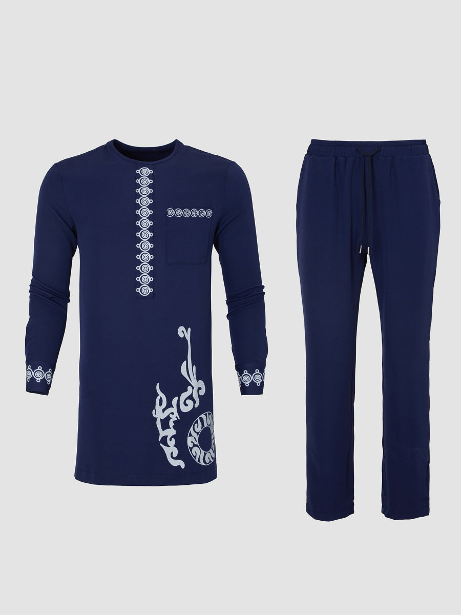 Plus Size Afrikanisches Ethnisches Digitalbedrucktes Herren-Set