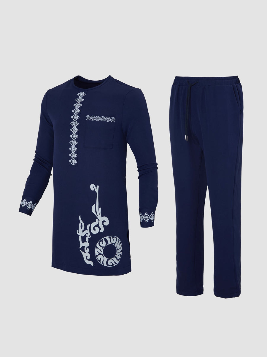 Plus Size Afrikanisches Ethnisches Digitalbedrucktes Herren-Set