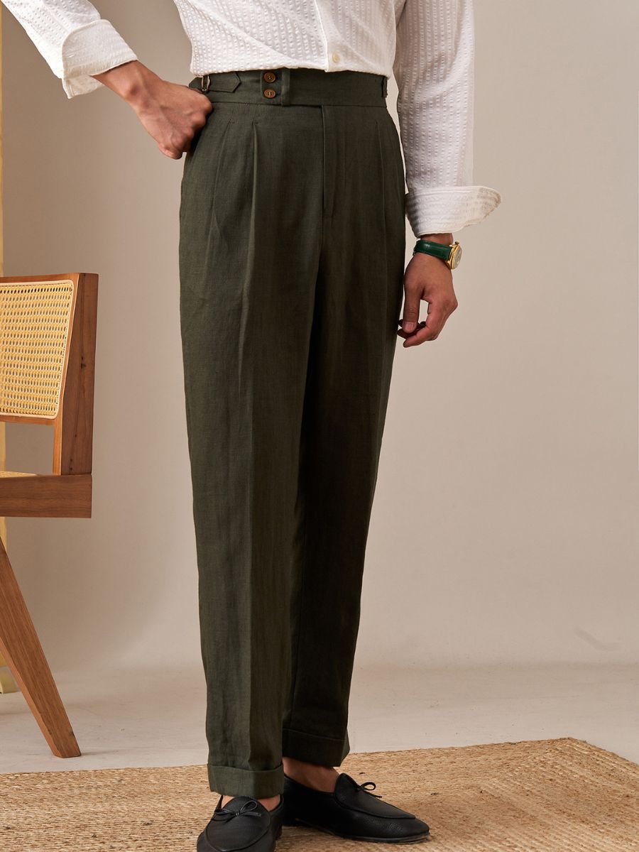 Marini Capri Hochtaillierte Hose aus Leinen