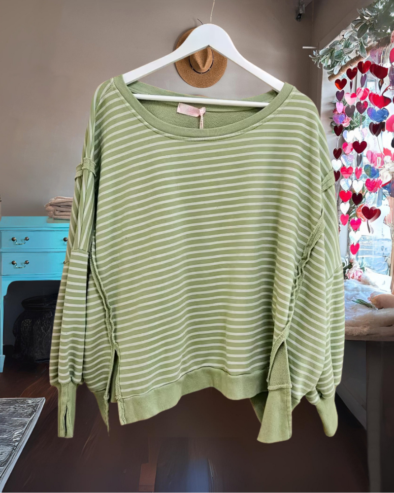 Gestreiftes Rundhals-Sweatshirt