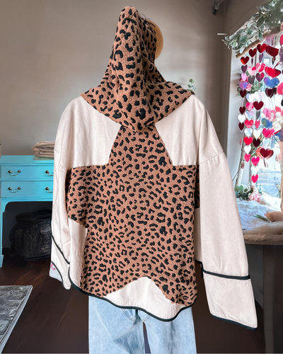 Leopardenmuster Stern Kapuzenjacke