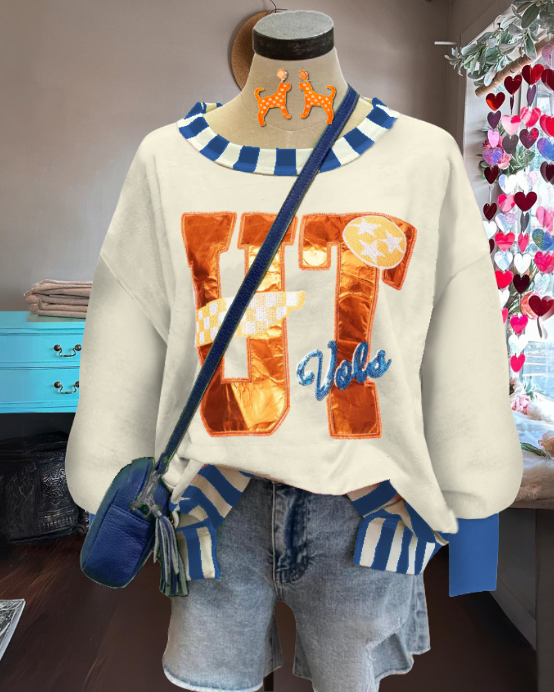 UT Pailletten Sweatshirt mit kontrastierenden Akzenten