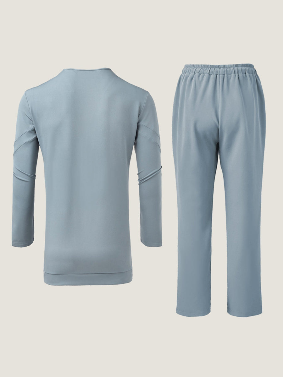 Plus Size Einfarbiger Rundhals-Hosenanzug