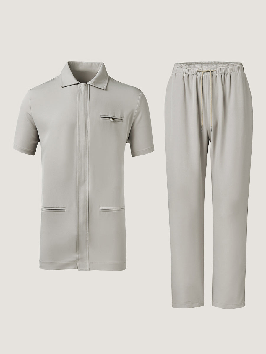 Plus Size Hemdkragen Reißverschluss Herren Set