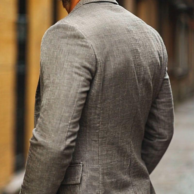 Herren Freizeit Blazer aus Baumwolle-Leinen mit Revers, einreihig, Slim-Fit