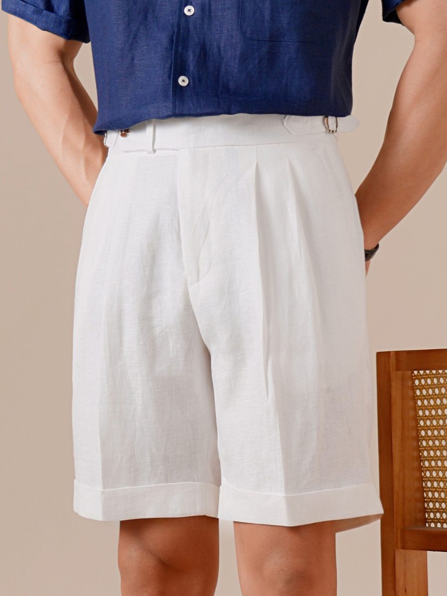 Marini Capri Hochtaillierte Shorts aus Leinen