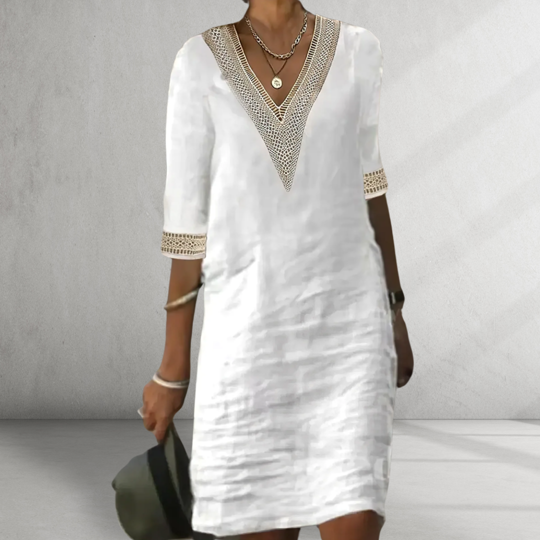 INGRID – Kleid aus Baumwolle und Leinen