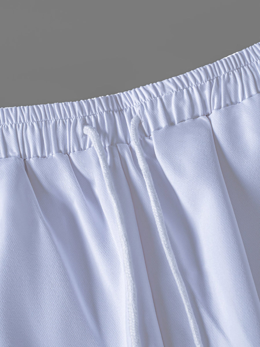 Plus Size Weißes Langarm Herren Set