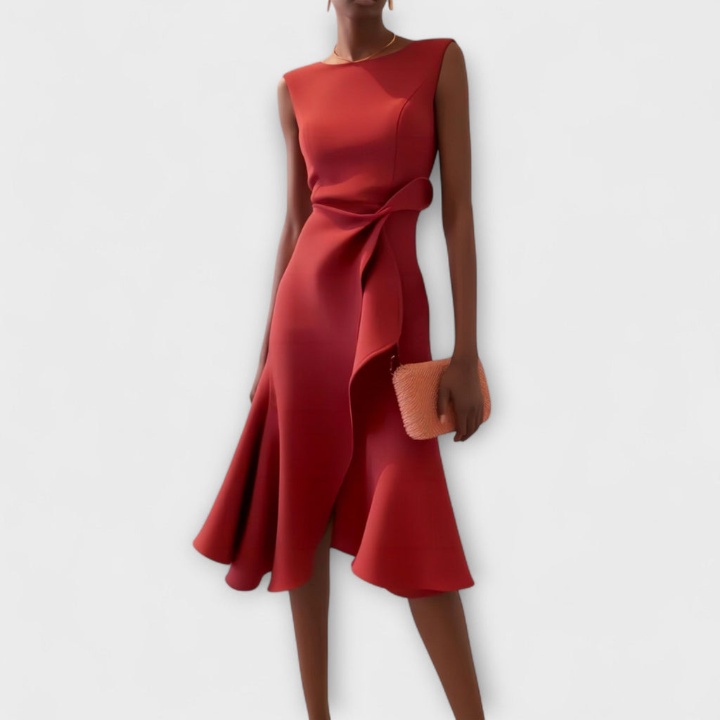 Sheila™ | Draped Asymmetric Midi Dress