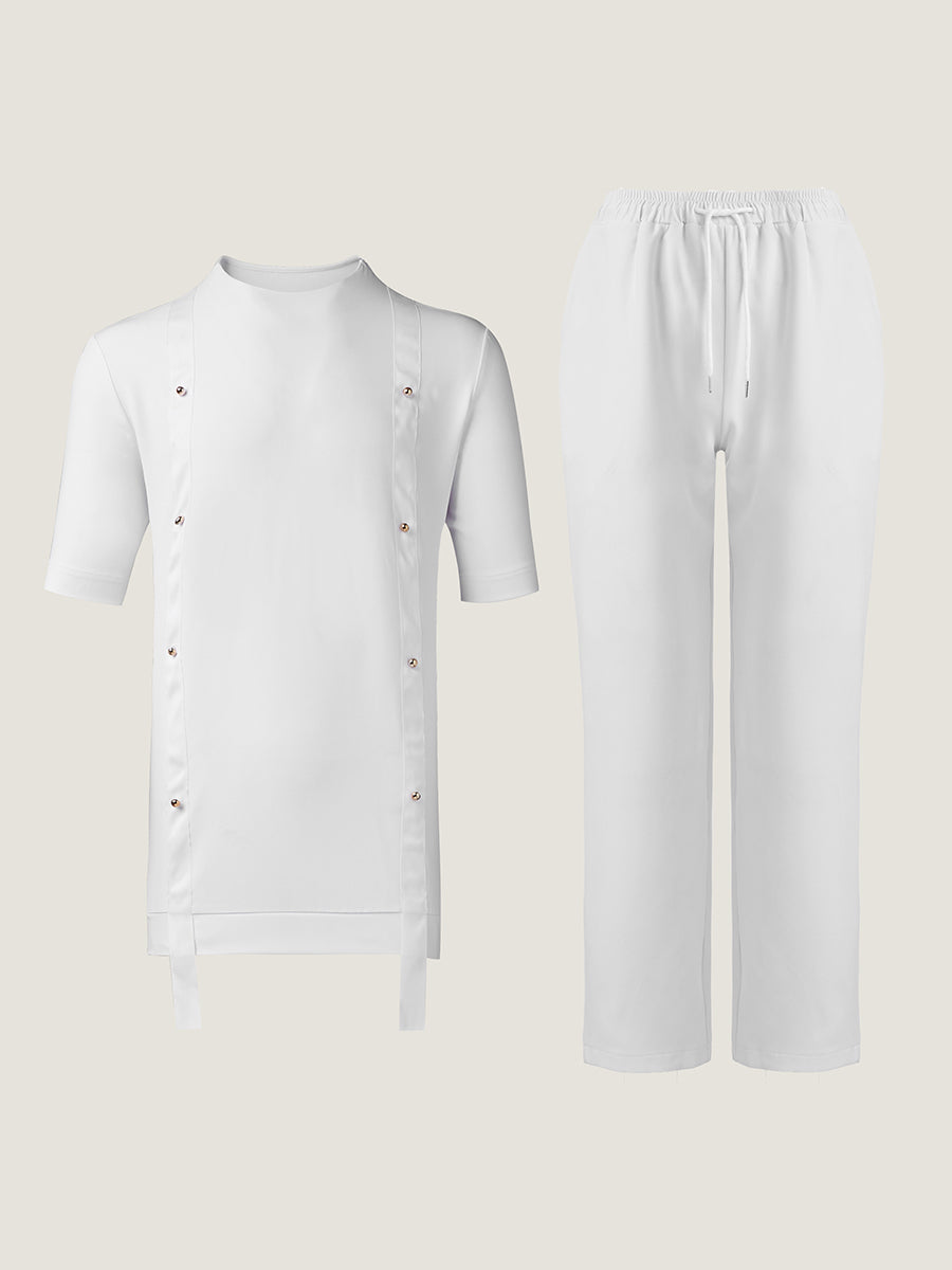Plus Size Herren Set mit Metall-Details und kurzen Ärmeln