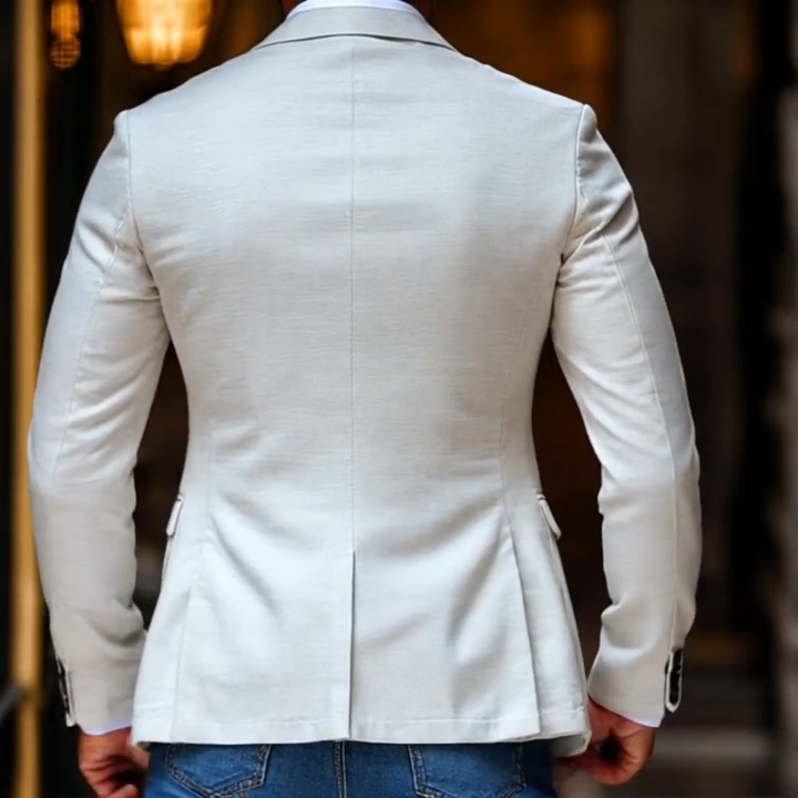 Herrenmode Einfarbiger Spitzrevers Zwei-Knopf Freizeit Blazer