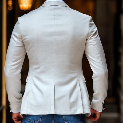 Herrenmode Einfarbiger Spitzrevers Zwei-Knopf Freizeit Blazer