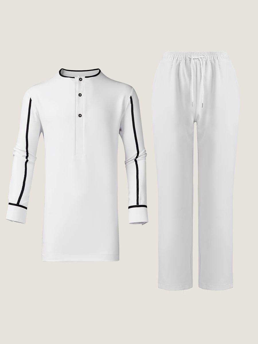 Plus Size Colorblock Langarm Herren Set