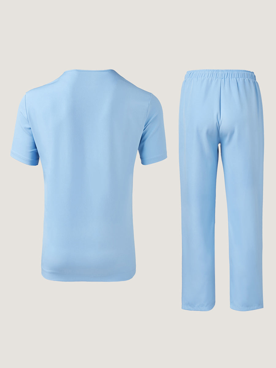 Plus Size Blau Kurzarm Herren Set