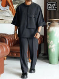 Plus Size Neue Schwarze Rundhals Herren Hosen Set