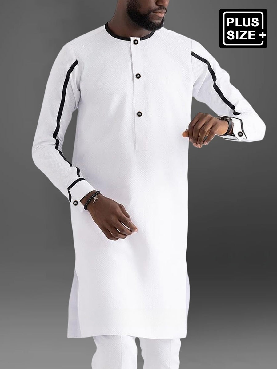 Plus Size Colorblock Langarm Herren Set