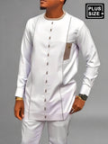 Plus-Size Neues Weißes Besticktes Herren-Set
