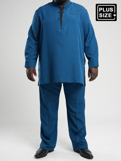 Plus Size Formelles Farbblock-Männer-Set