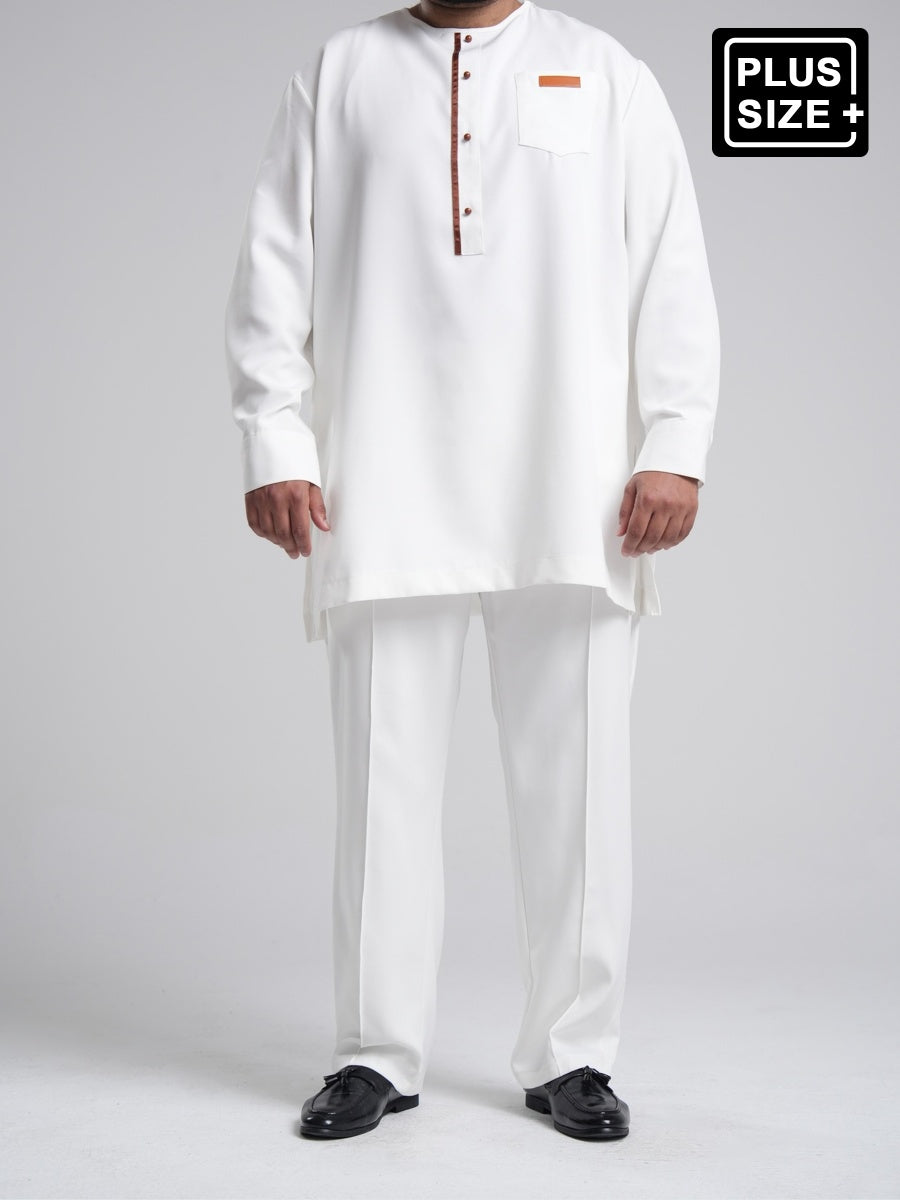 Plus Size Leder mit Taschen Herren Set in Weiß