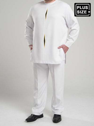 Plus Size Herren Split Shirt Weiß Bedrucktes Set