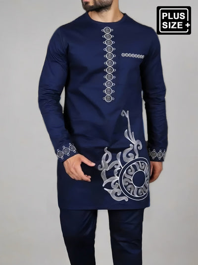 Plus Size Afrikanisches Ethnisches Digitalbedrucktes Herren-Set