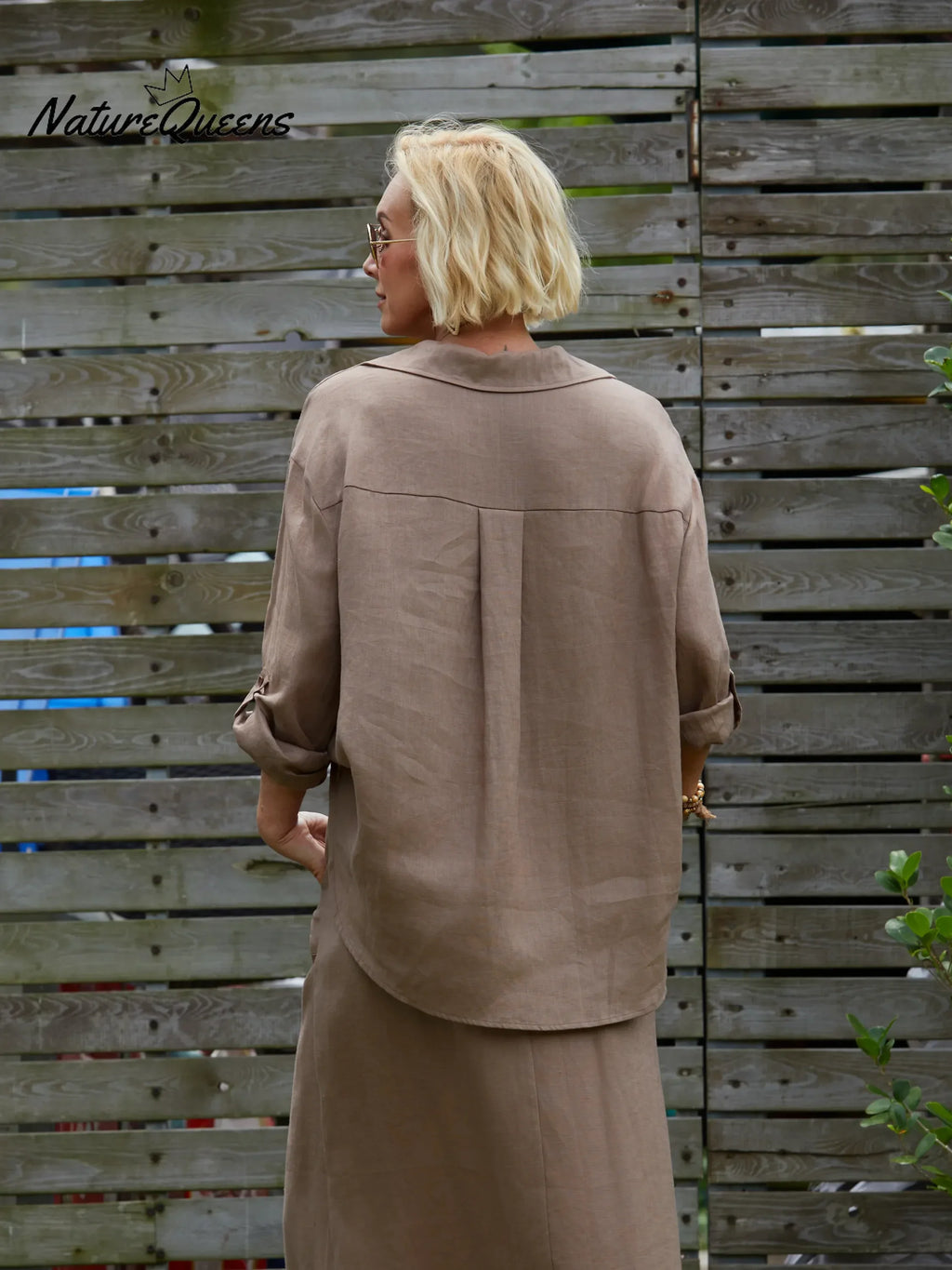 Damen Leinen-Baumwoll-Mischung V-Ausschnitt 3/4 Ärmel Lässiger Knoten Cardigan Top