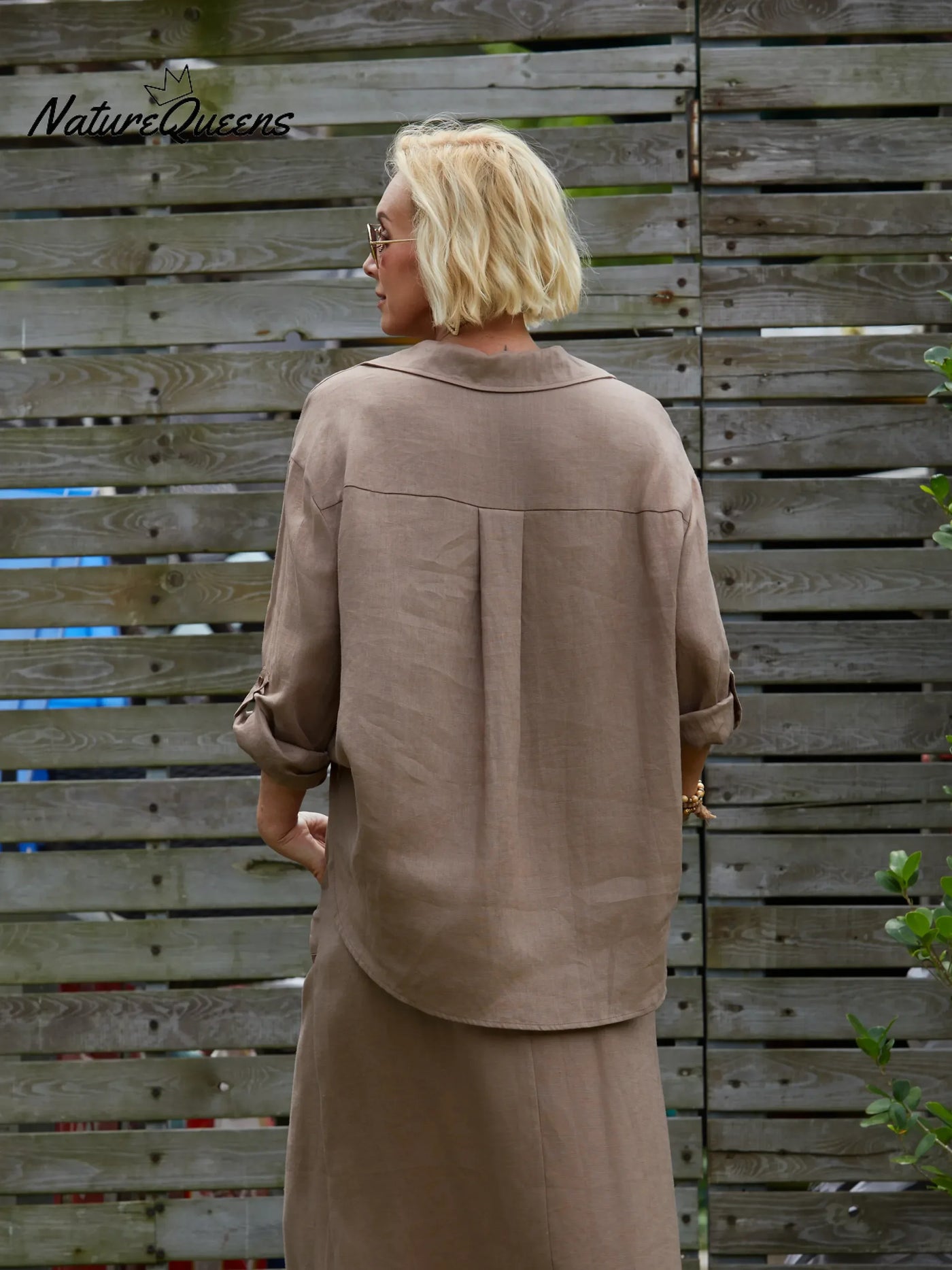100% Leinen und Baumwolle Damen Unifarben V-Ausschnitt 3/4 Ärmel Lässiger Knoten Leinen Cardigan Top