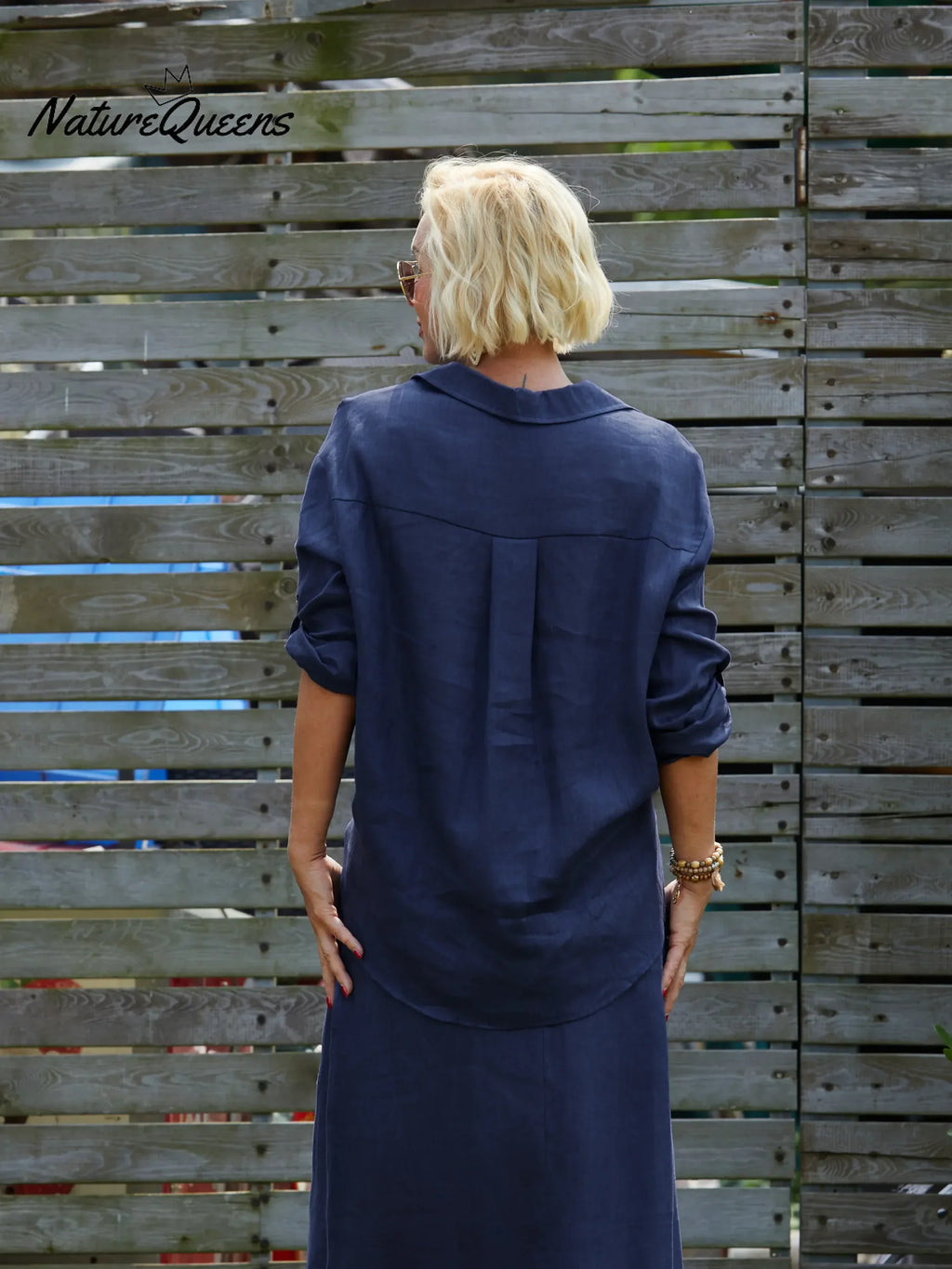 Damen Leinen-Baumwoll-Mischung V-Ausschnitt 3/4 Ärmel Lässiger Knoten Cardigan Top