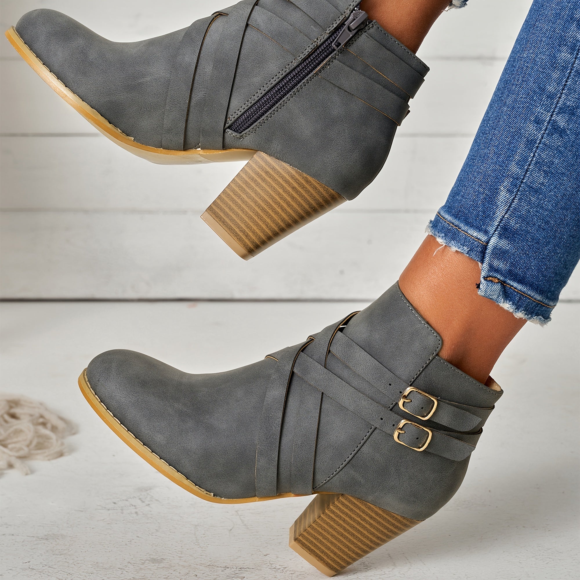 Orthopädische Leder Absatzstiefel