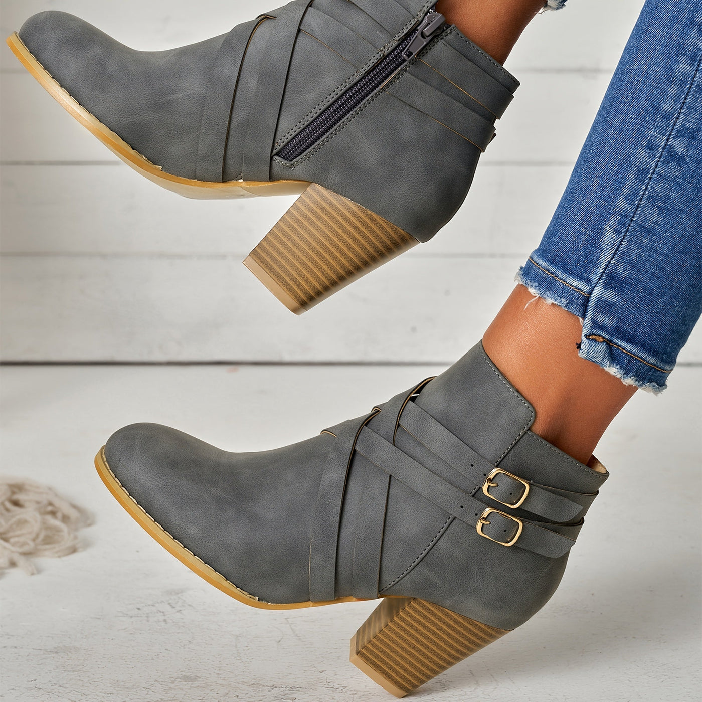 Orthopädische Leder Absatzstiefel
